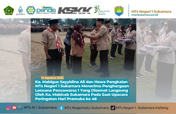 Ka. MABIGUS Sayyidina Ali dan Hawa Pangkalan MTs Negeri 1 Sukamara Menerima Penghargaan