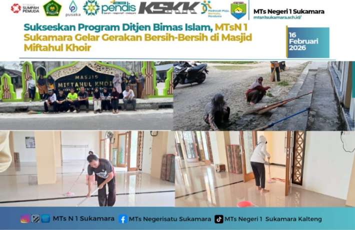 MTsN 1 gelar bersih bersih di Mesjid Miftahul Khoir
